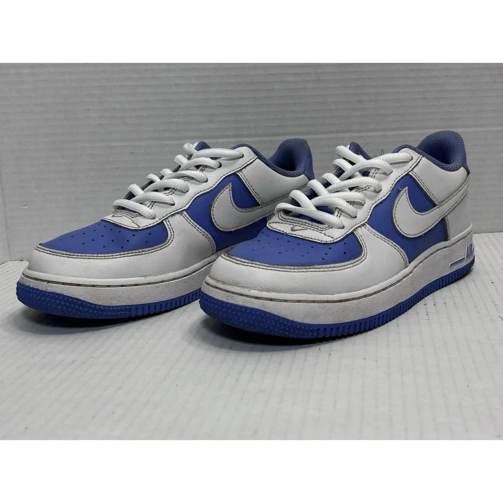 Nike‎ Air Force 1 Low White Game Royal GS Youth 5.5Y Blue Leather Sneakers